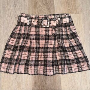 Pink & Plaid Wrap Mini Skirt with Belt - Size 5